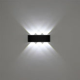 Applique Murale Extérieure Moderne  Noir,17*8*4cm, 6 têtes d'éclairage vers le haut et vers le bas, Lumière Blanche 6000K, 18W, 220V